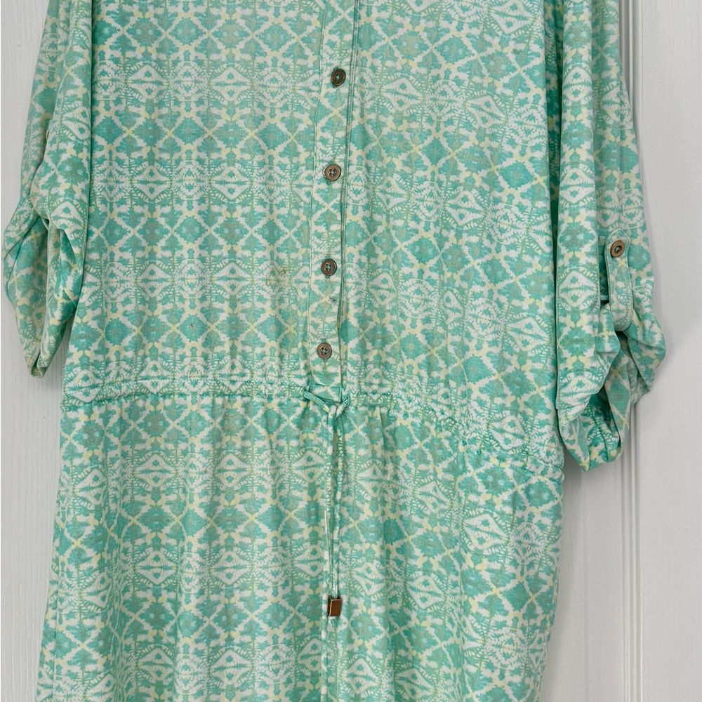 Cabana Life Aqua Geometric Swim Coverup.